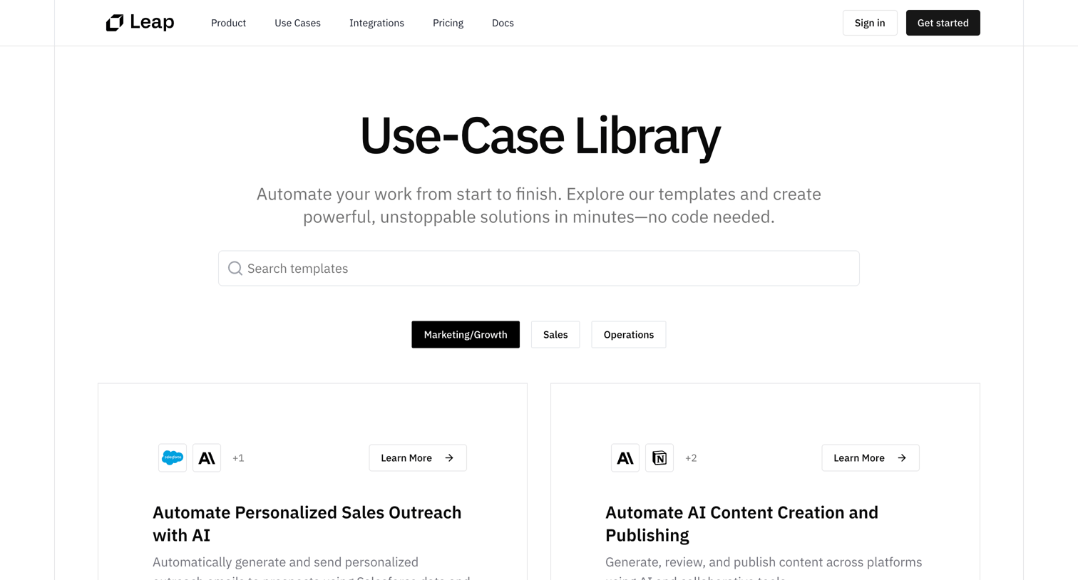 Leap - Templates - Leap screen