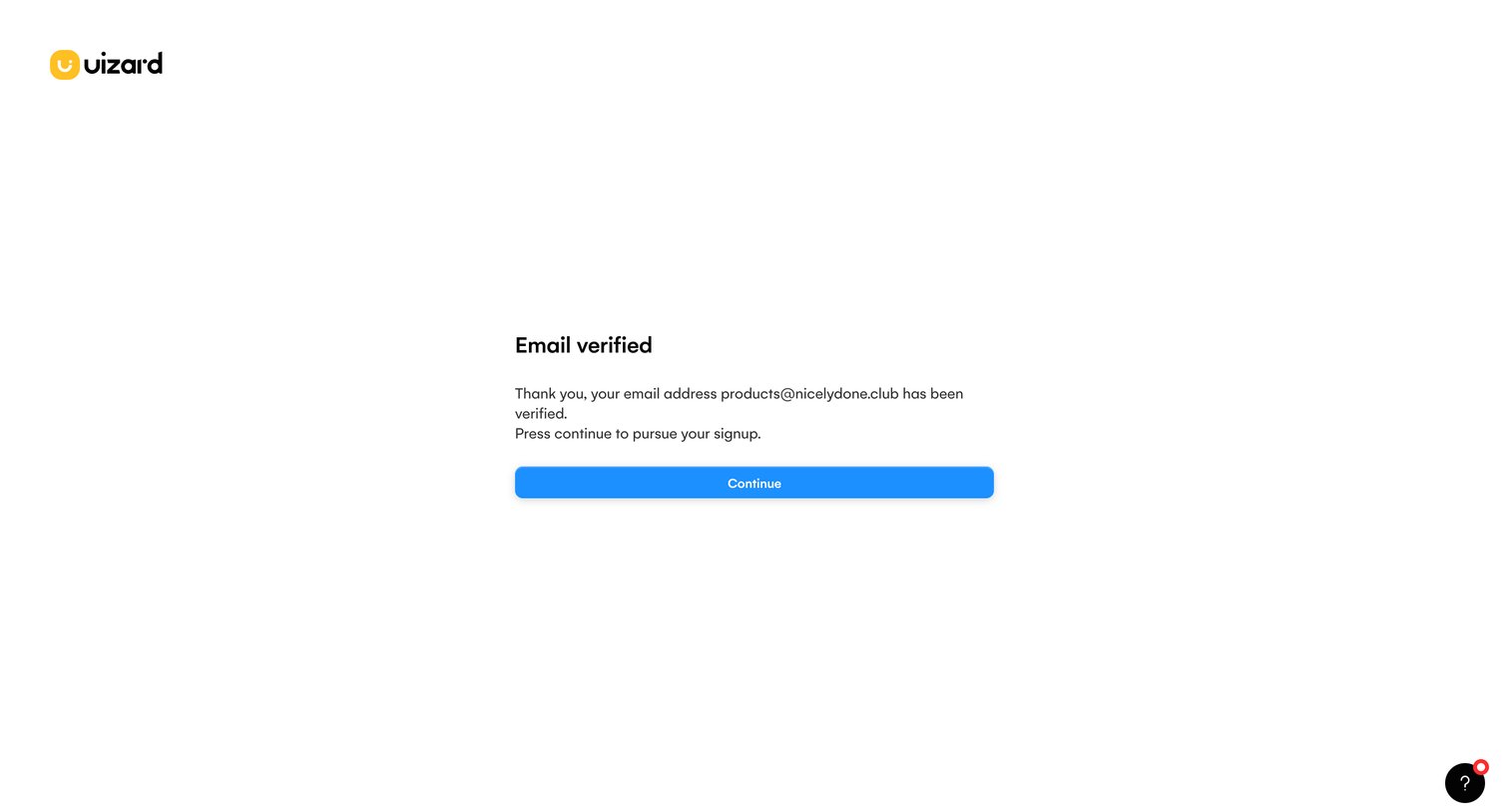 Uizard - Verify email – Uizard screen