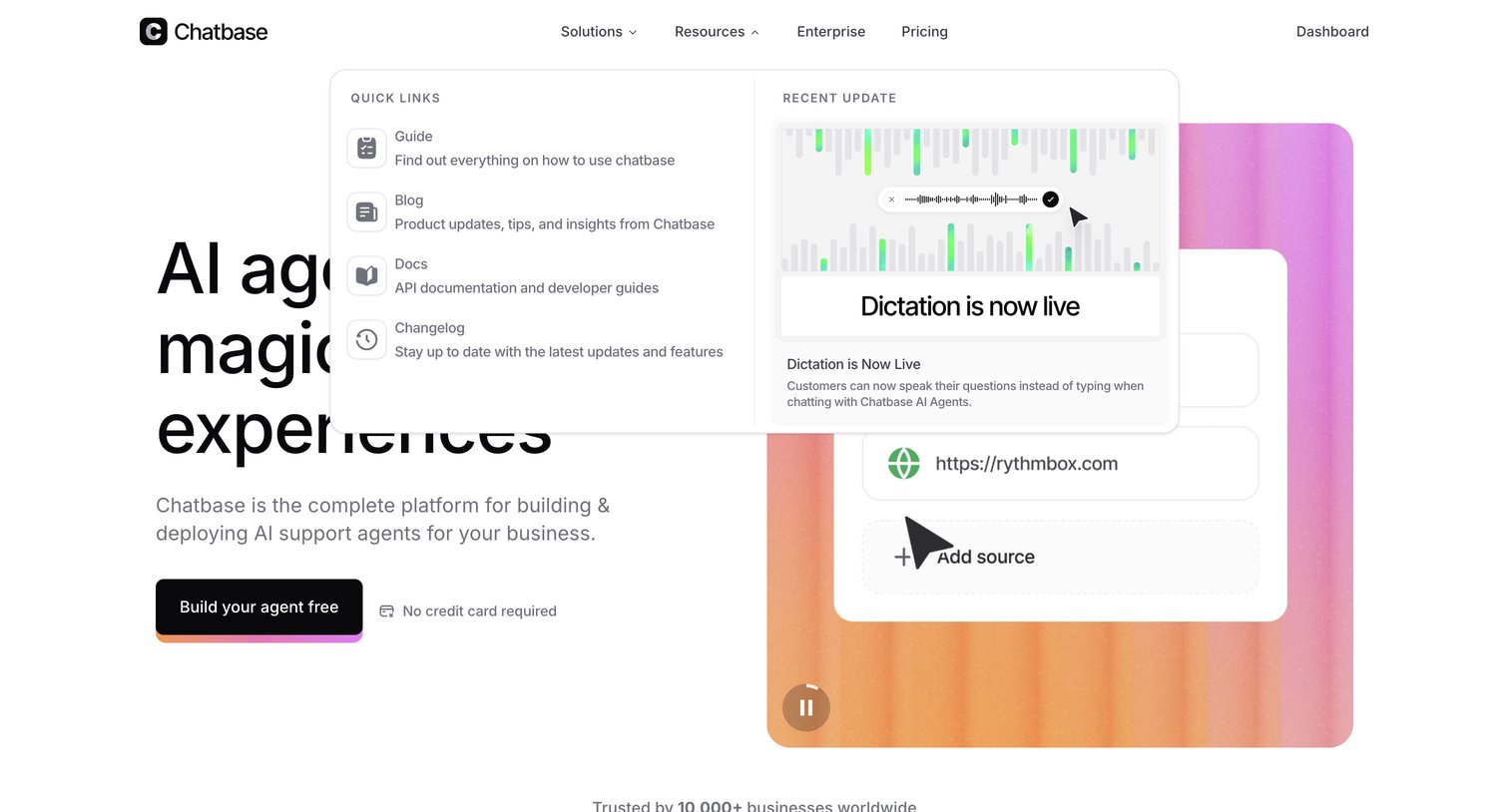 Chatbase - Chatbase  AI Agents for Customer Service screen