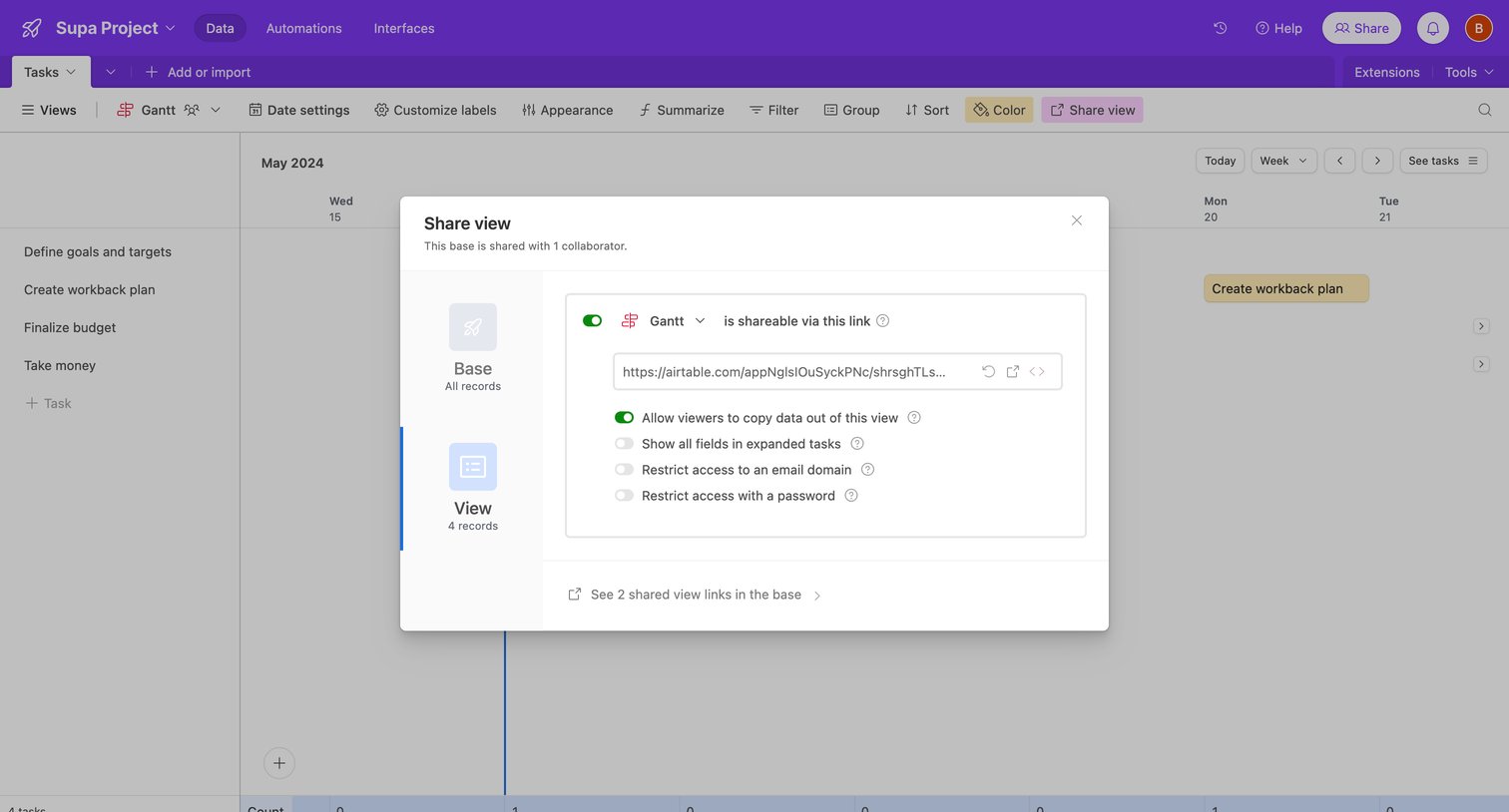Airtable - Supa Project Tasks - Airtable screen