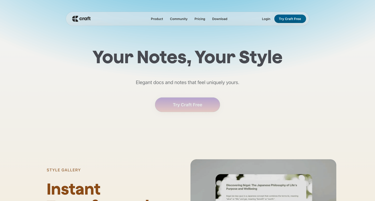 Craft - Your Notes, Your Style screen