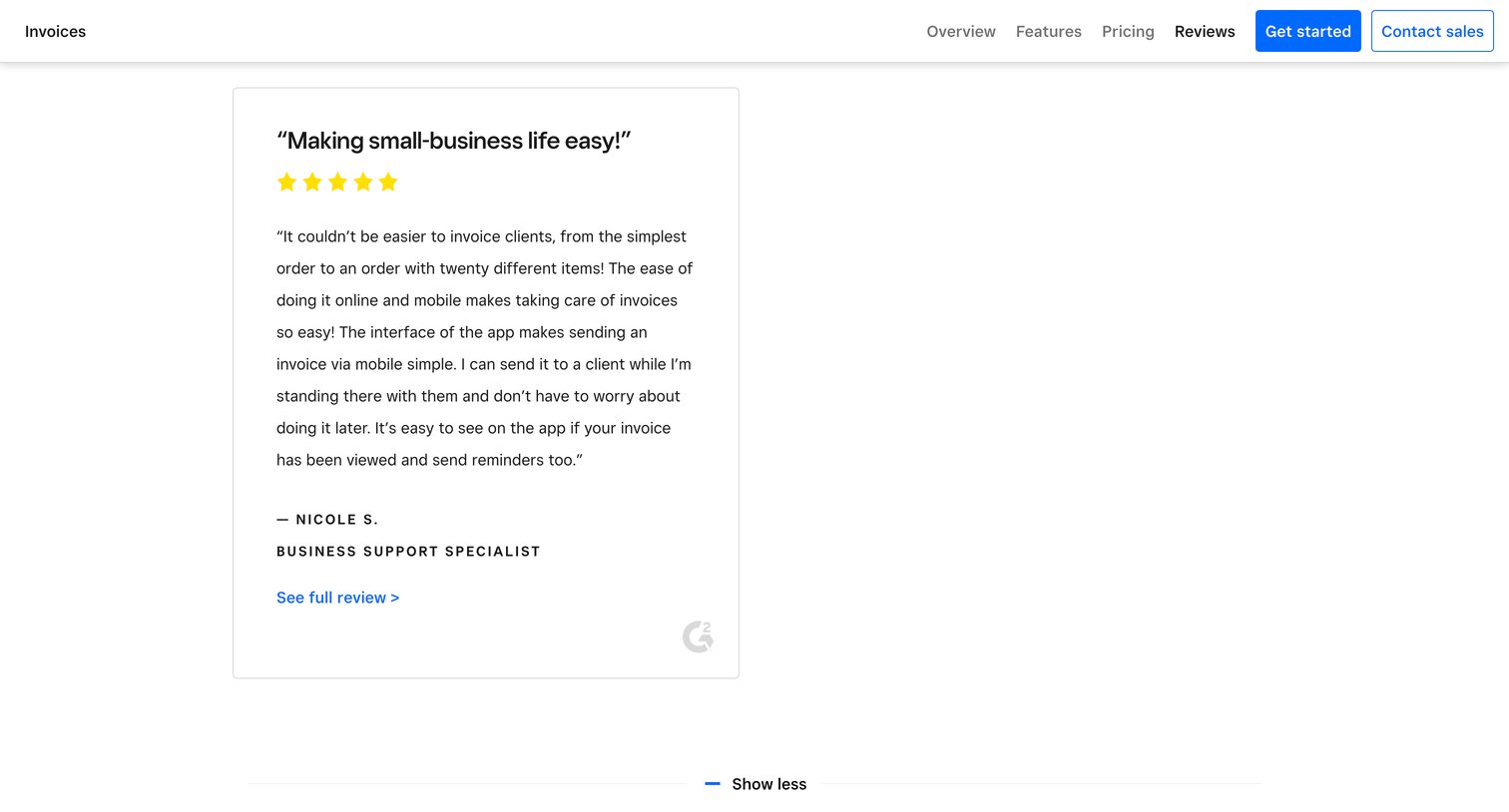 Square - Review Ratings | Testimonials - Free Invoice Software  Square screen