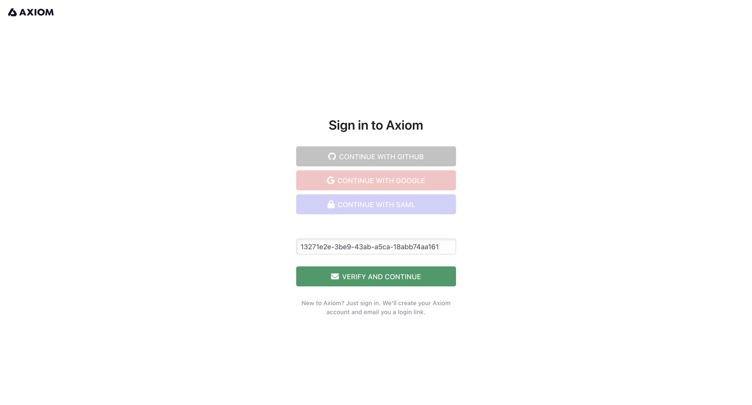 Axiom - Login - Axiom screen