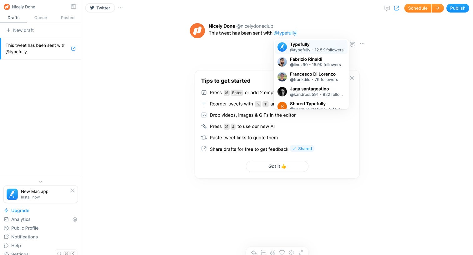 Typefully screen