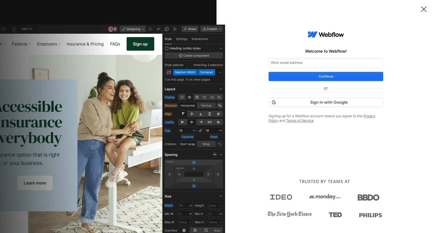 Webflow - Contact Webflow Sales team | Webflow screen