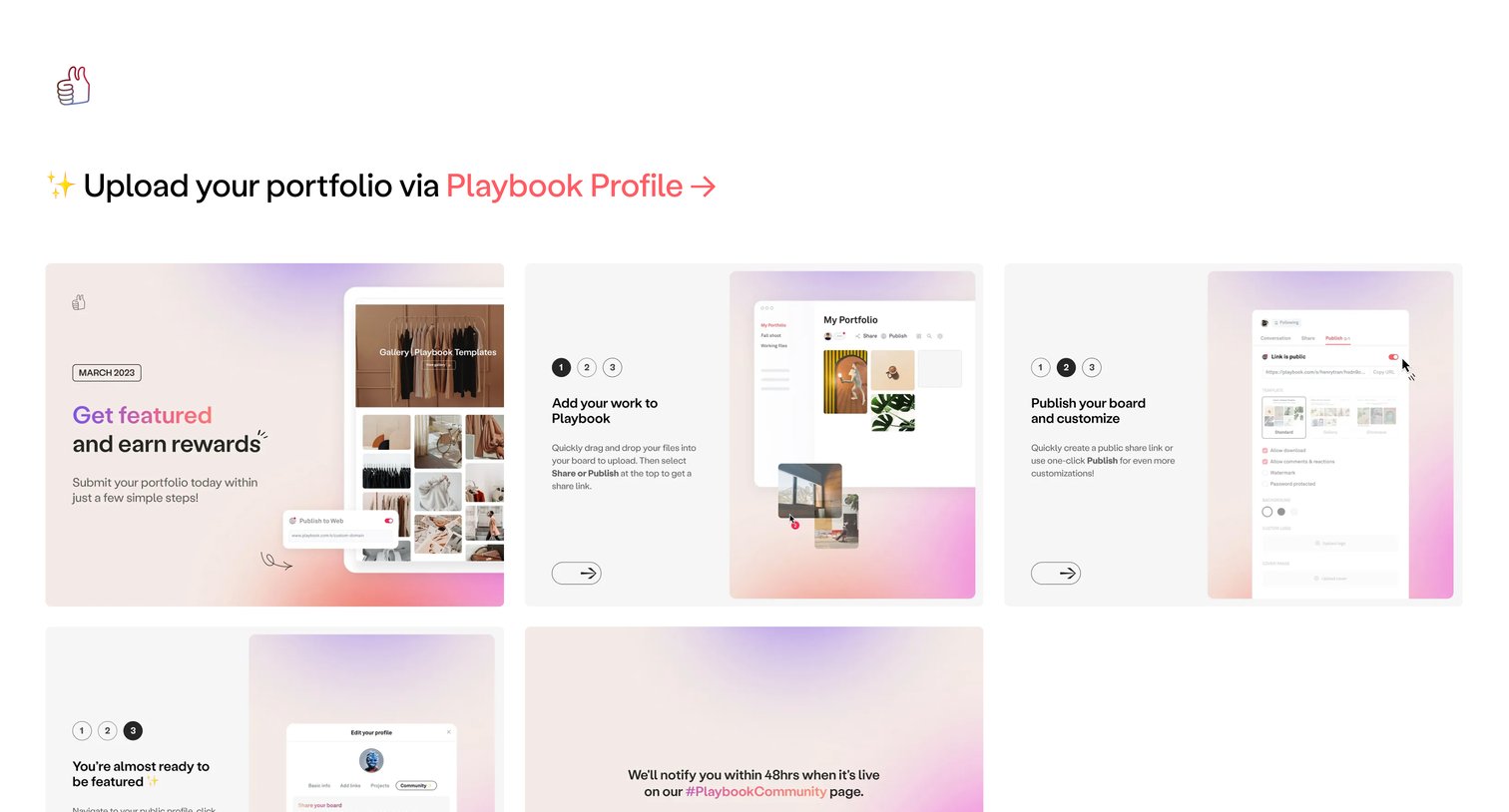 Playbook - Get featured today! screen