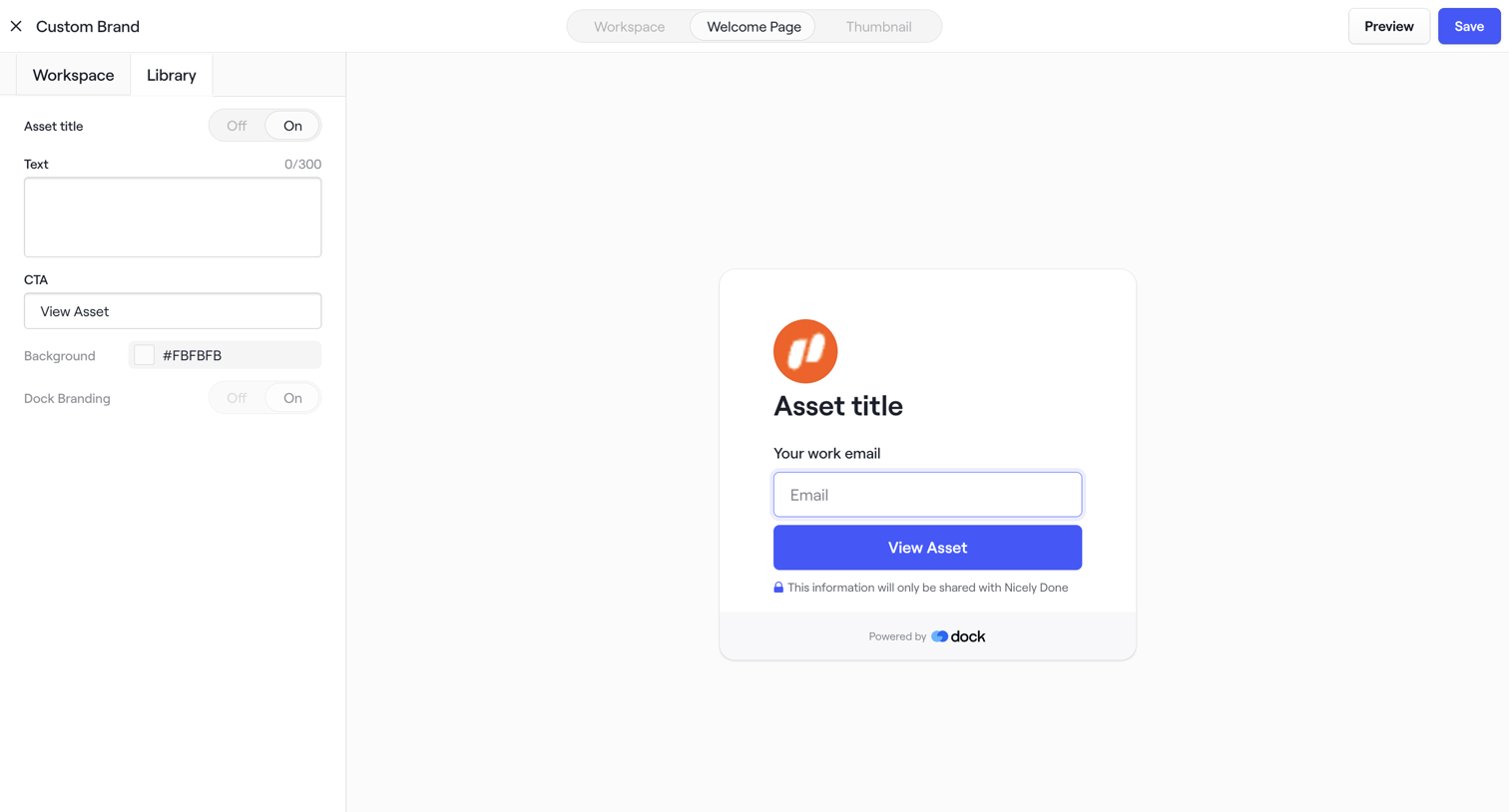 Dock - Custom Branding · Dock screen
