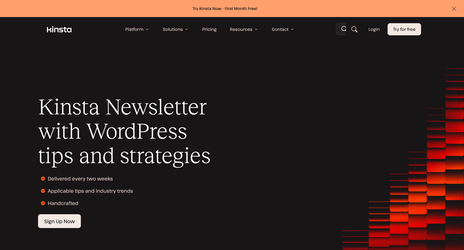 Kinsta - Kinsta® WordPress Newsletter - Increase Your Traffic & Revenue screen