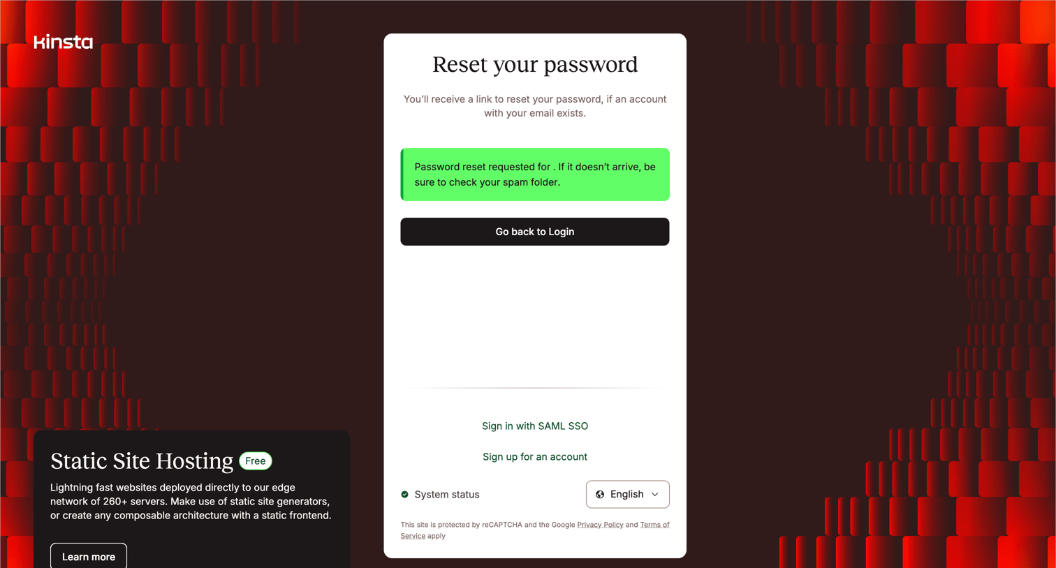 Kinsta - MyKinsta screen