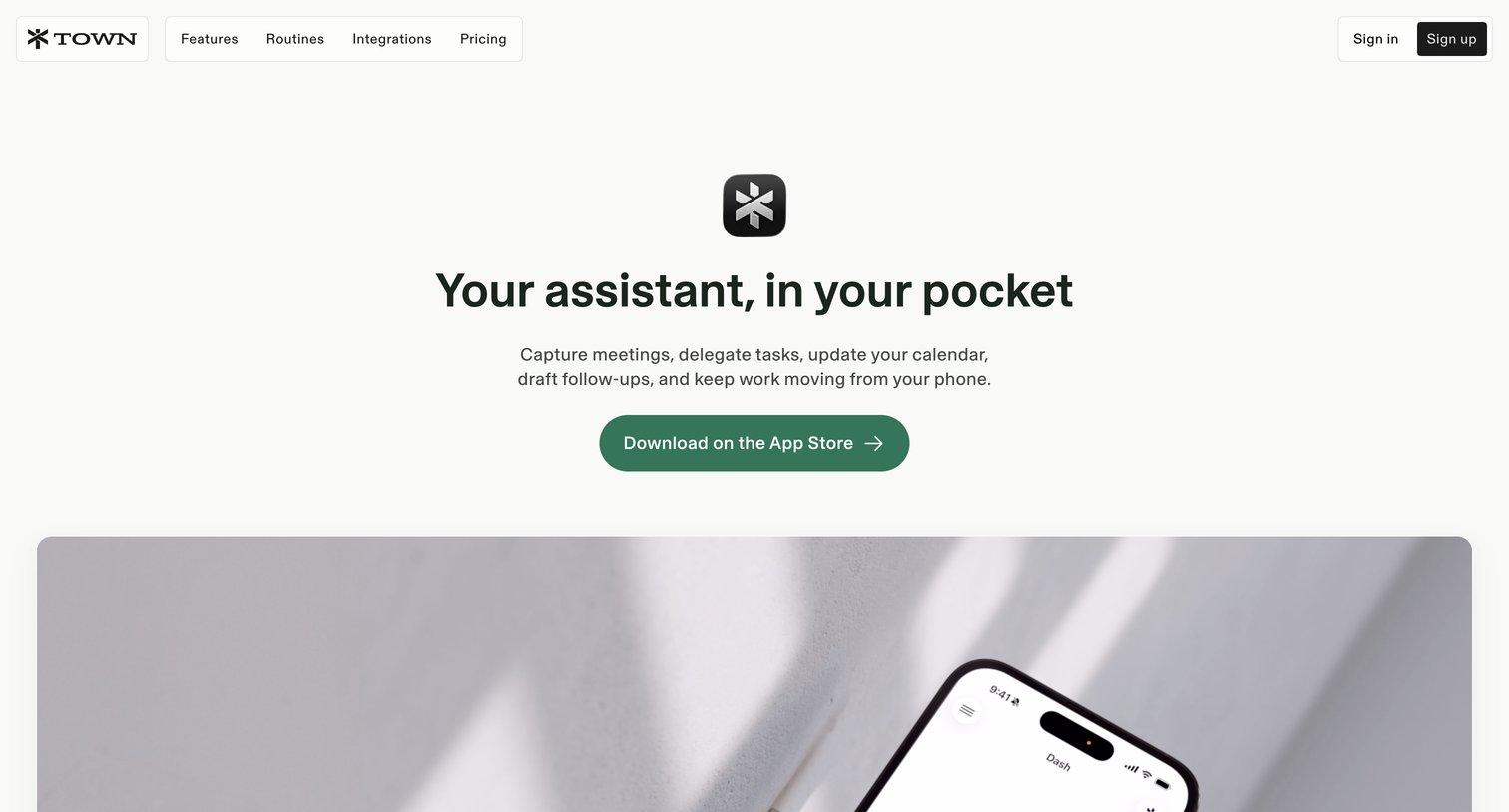 Town - Your assistant, in your pocket screen