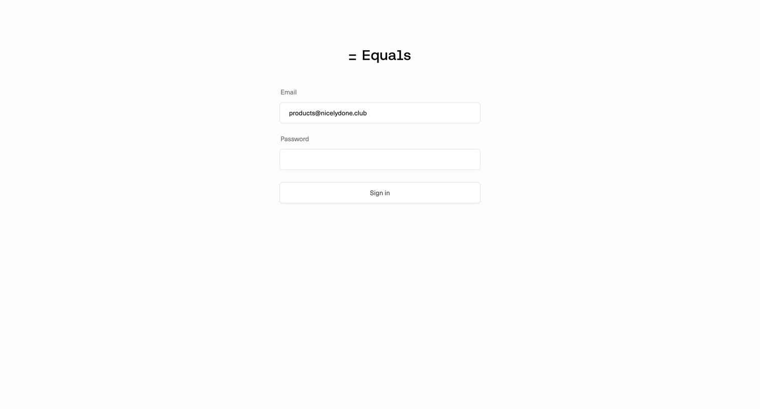Equals screen