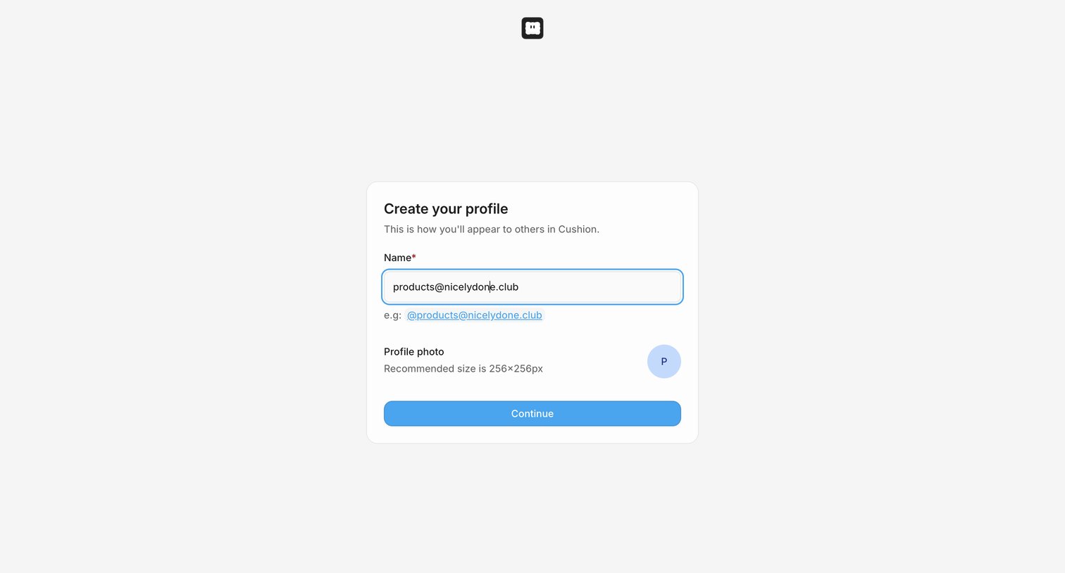 Cushion - Complete Your Profile - Cushion screen
