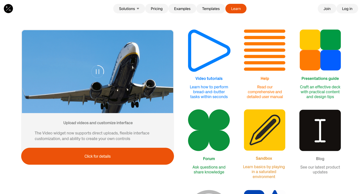 Readymag - Learn screen
