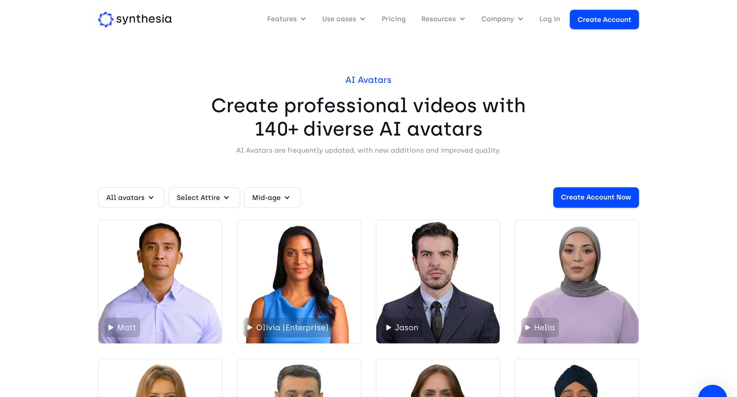 Synthesia - Create AI Videos with 140+ Diverse and Realistic Avatars screen