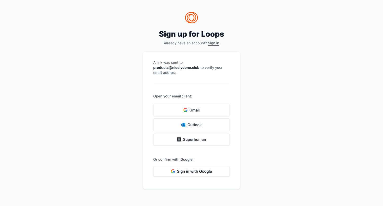 Loops screen