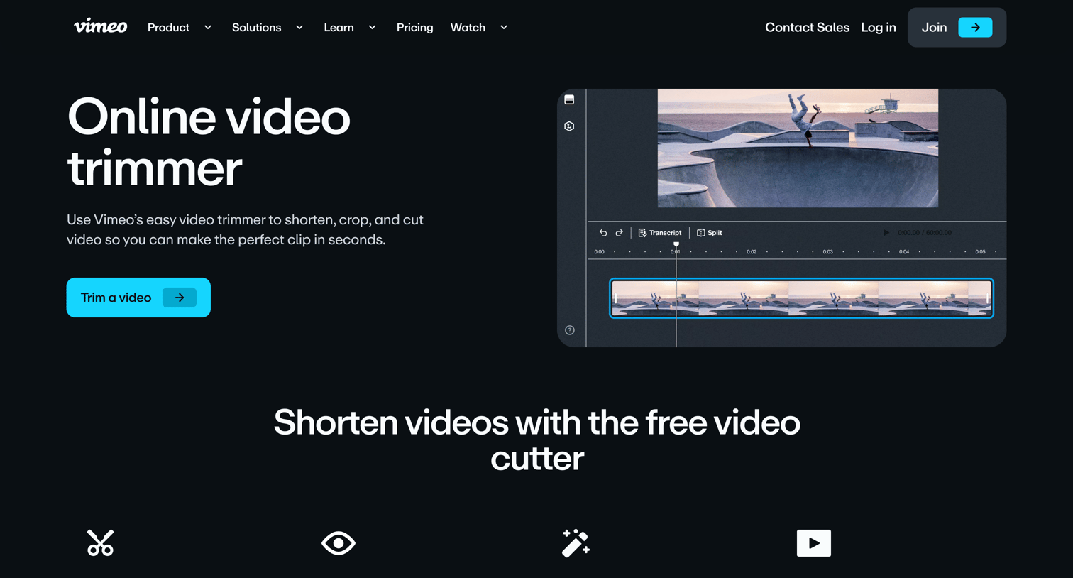 Vimeo - Online Video Trimmer & Cutter: Clip Your Videos with Vimeo screen