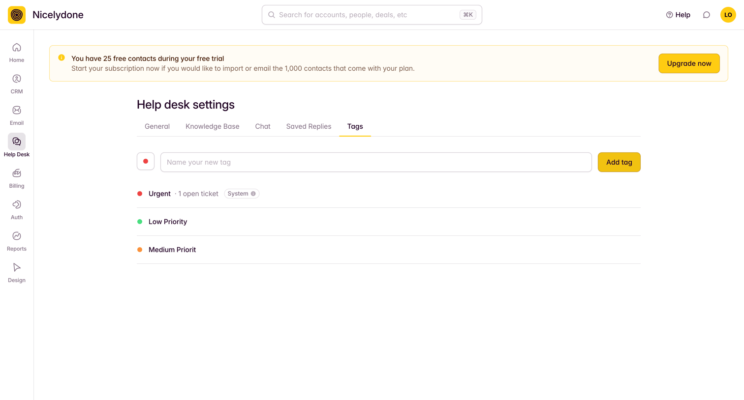 Outseta - Tags screen