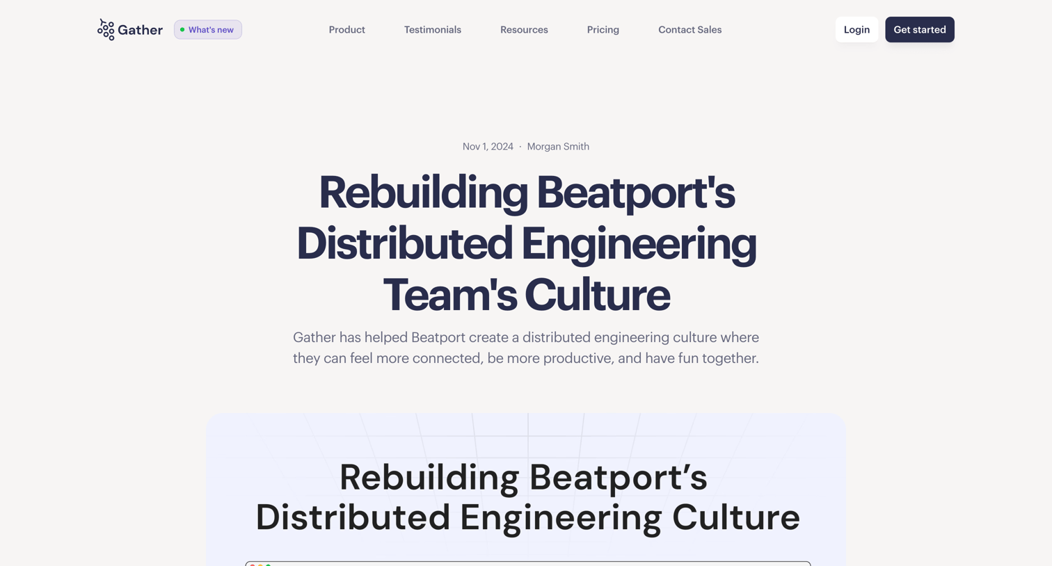 Gather - Rebuilding Beatport's Distributed Engineering Team's Culture - Gather Virtual HQ for Remote Teams screen