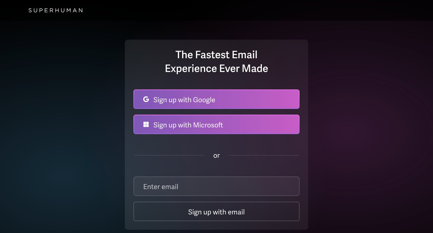 Superhuman - Superhuman | Sign Up screen