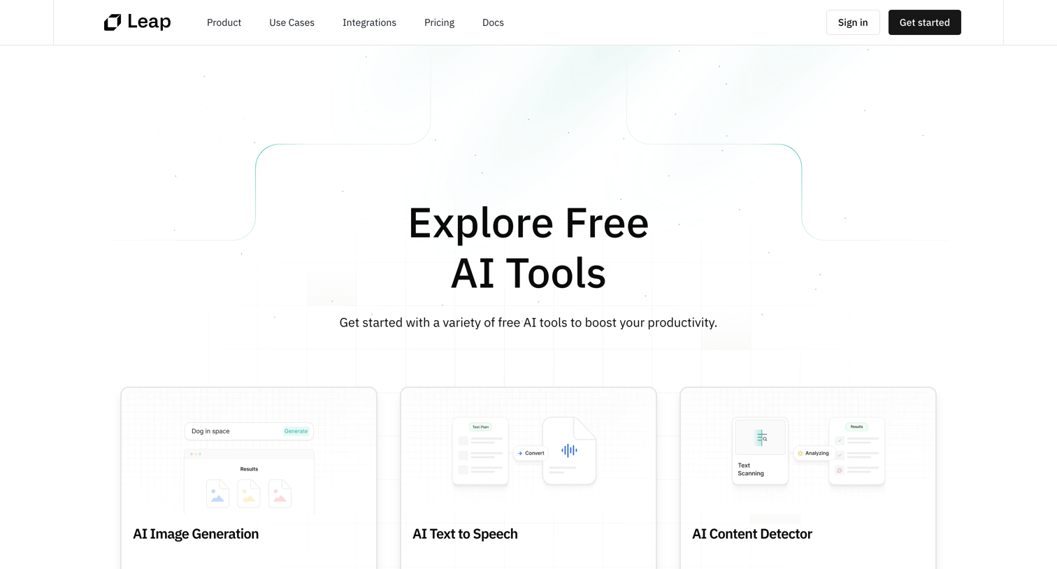 Leap - Free Tools | Leap AI screen