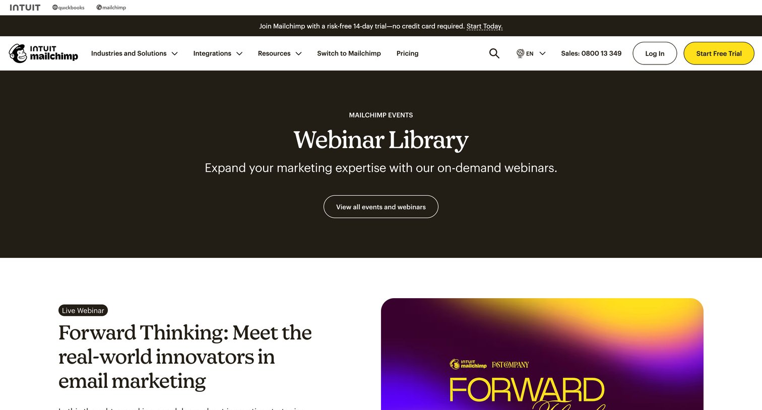 Mailchimp - Webinar Library Mailchimp screen