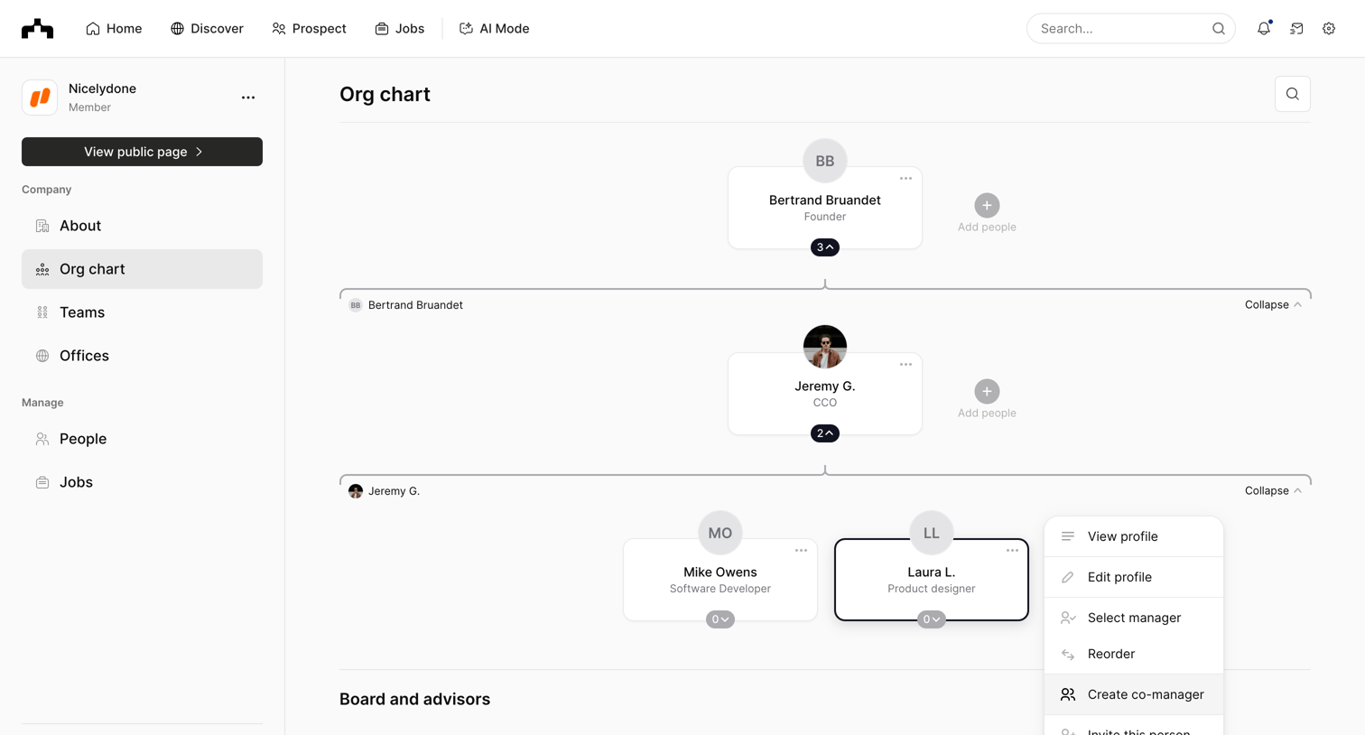 The org - Org chart | The Org screen