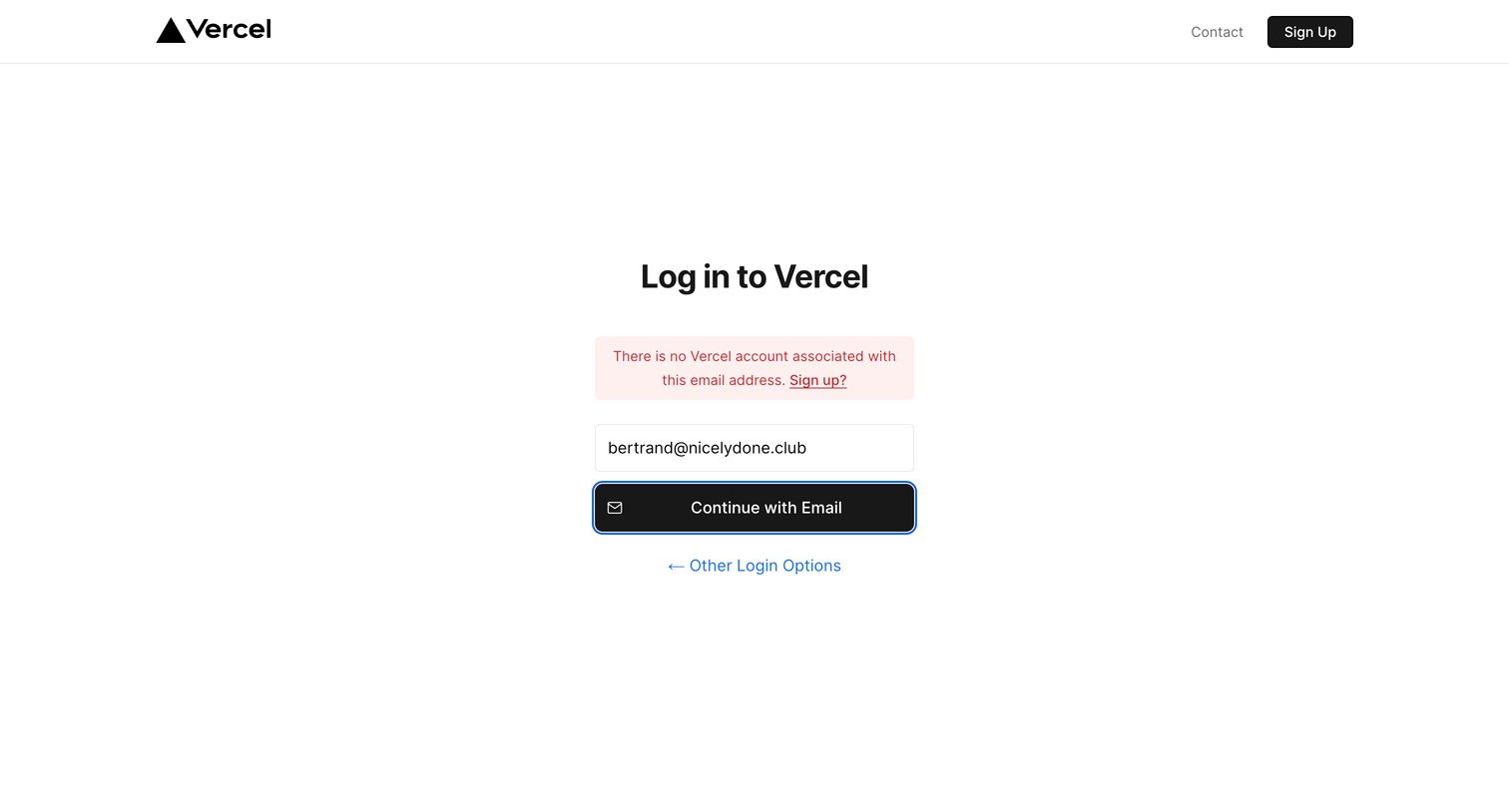 Vercel - Login – Vercel screen