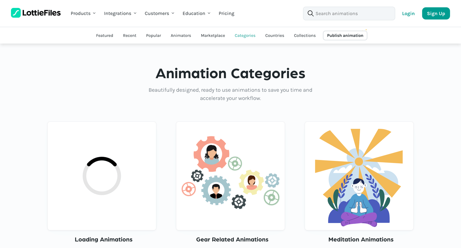 Lottie - Free Animation Categories - Lottiefiles screen