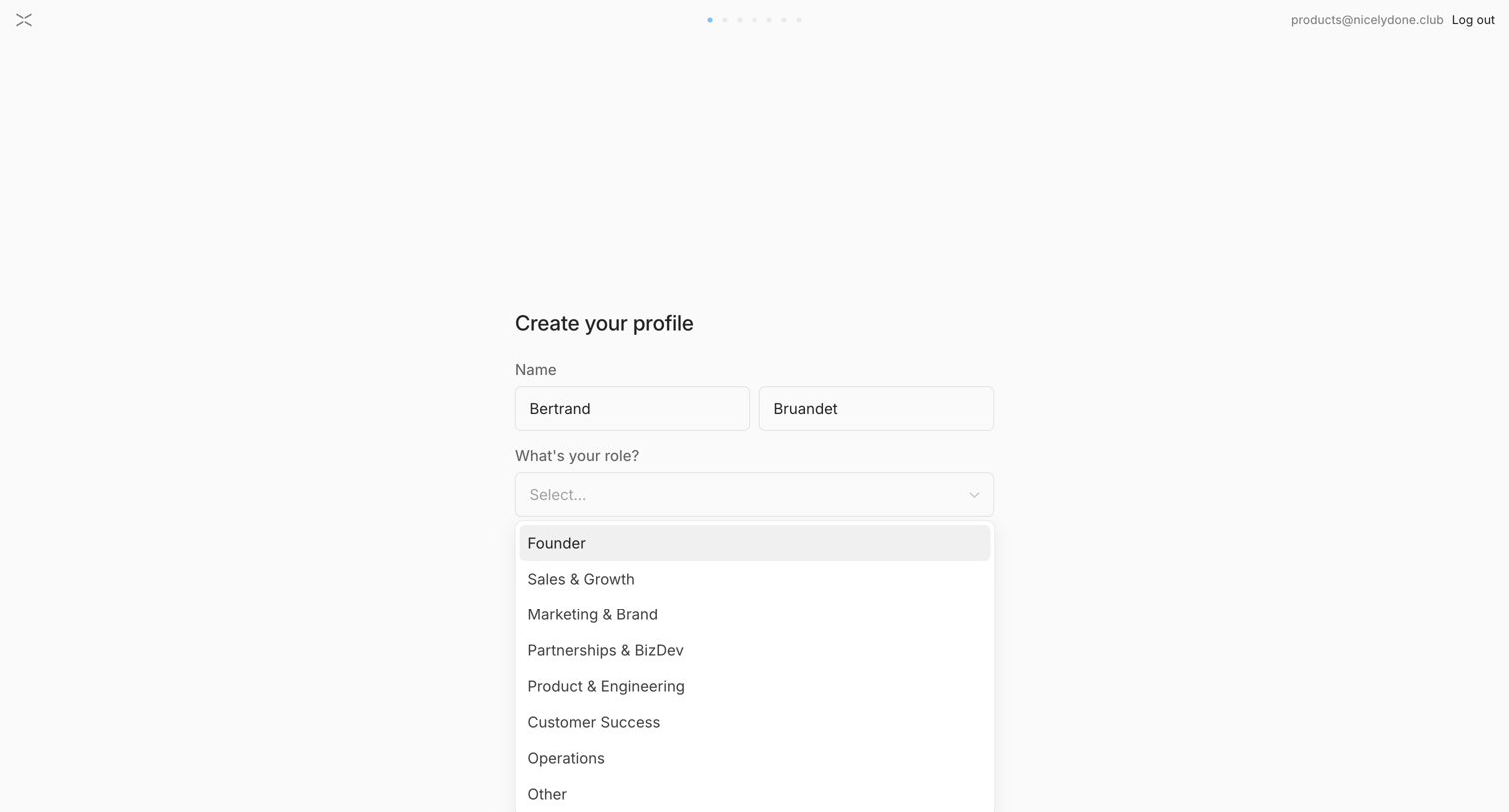 Lightfield - Lightfield - Create Profile screen