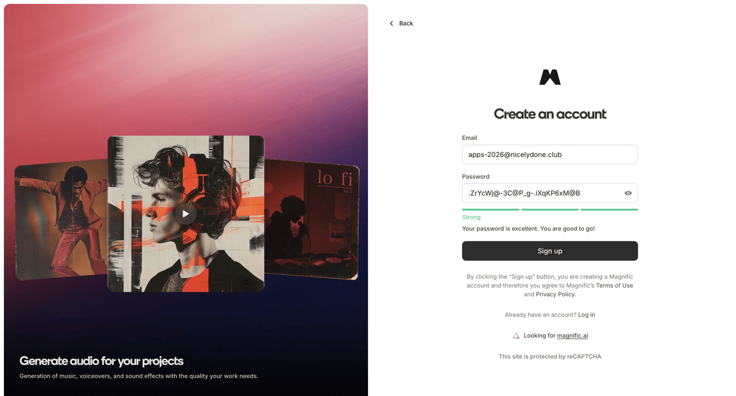 Magnific - magnific.com/sign-up?client_id=magnific&lang=en&cb_url=https://www.magnific.com/user/me screen