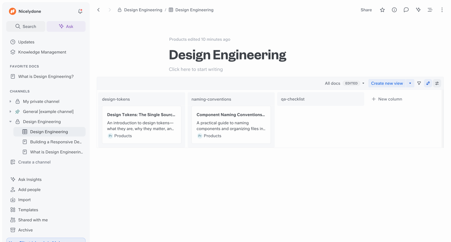 Slite - Design Engineering screen