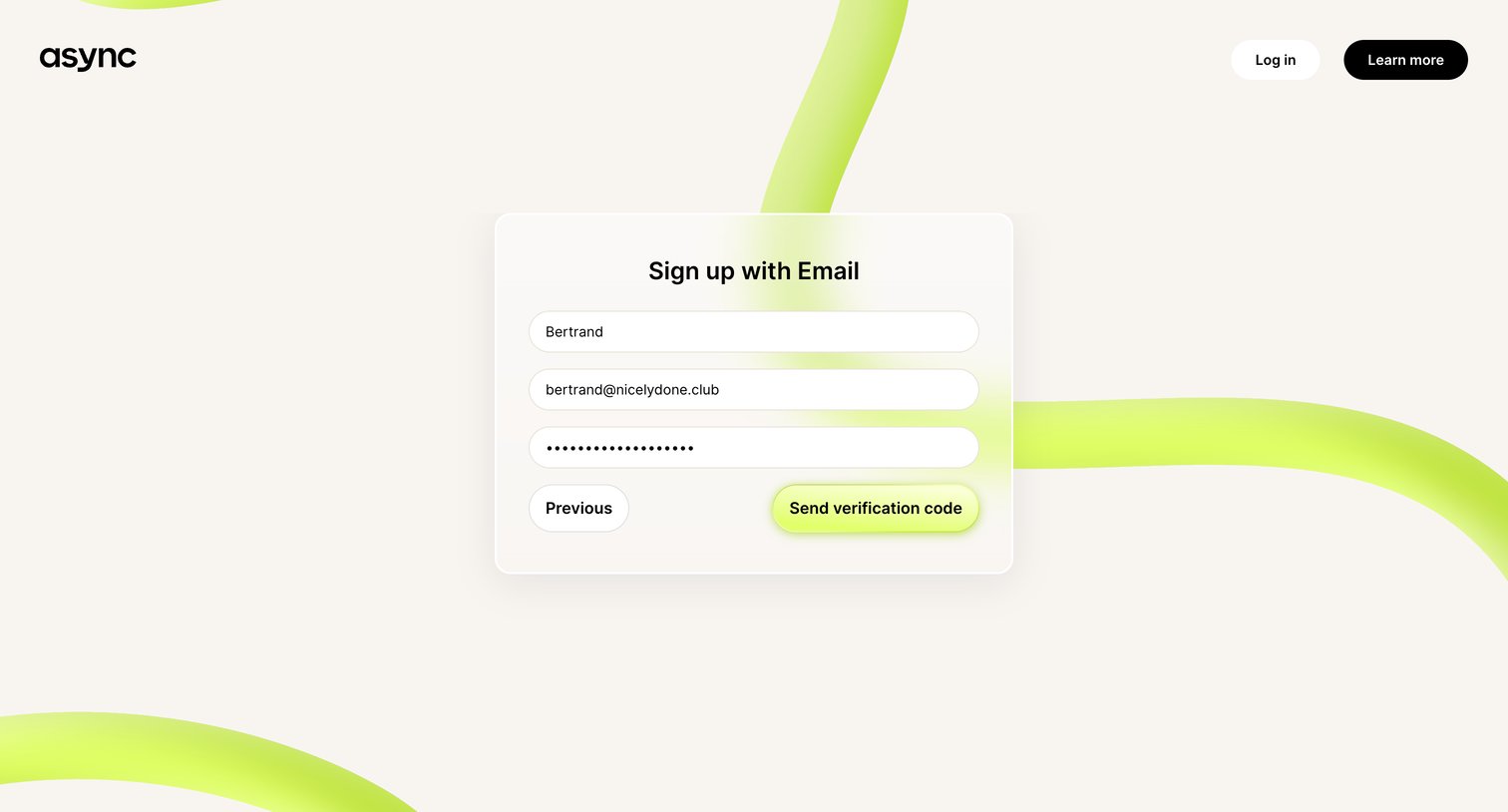 Async - Async | Sign up for free screen