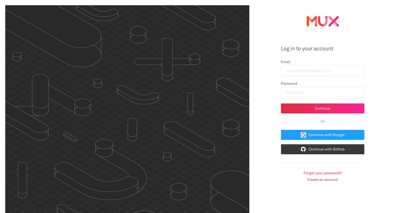 Mux - Login | Mux screen