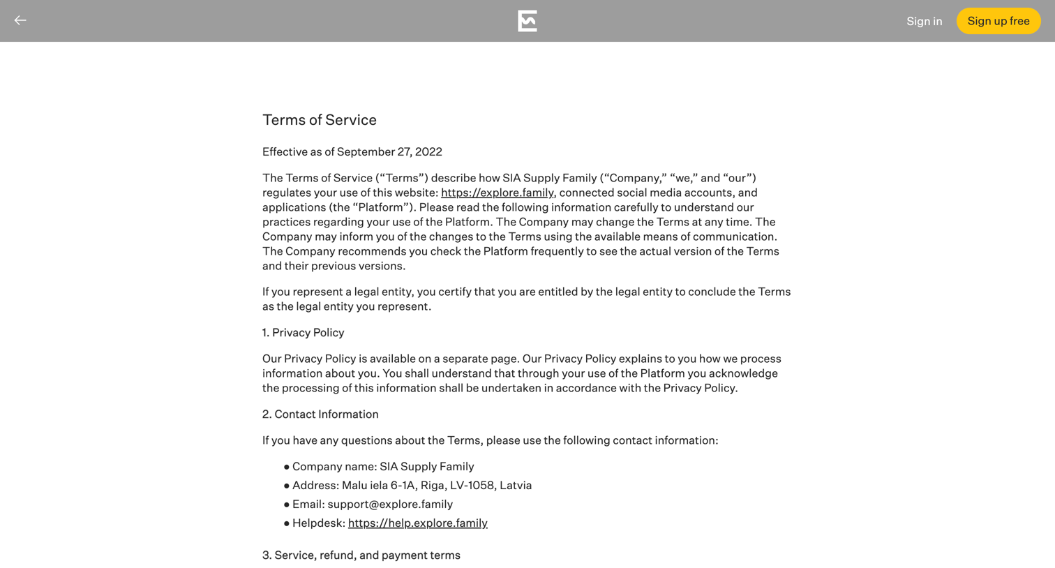 Explore - Terms | Conditions - Explore screen