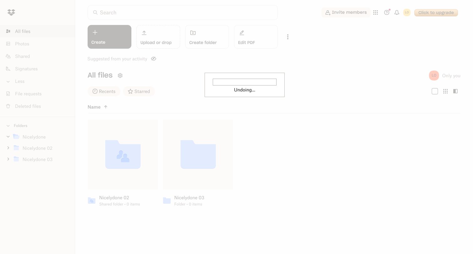 Dropbox - Files - Dropbox screen