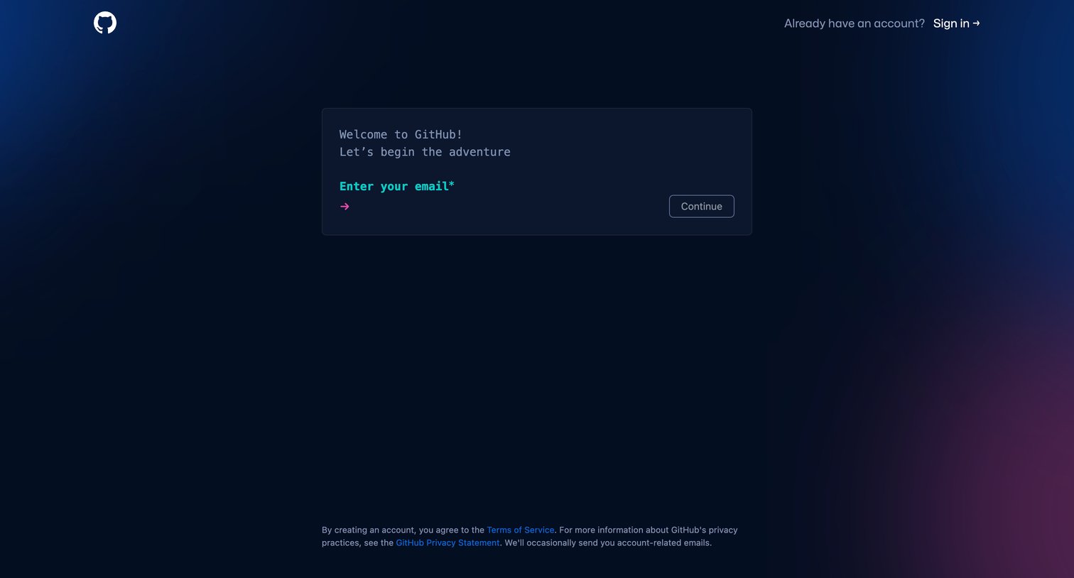 Github - Join GitHub · GitHub screen