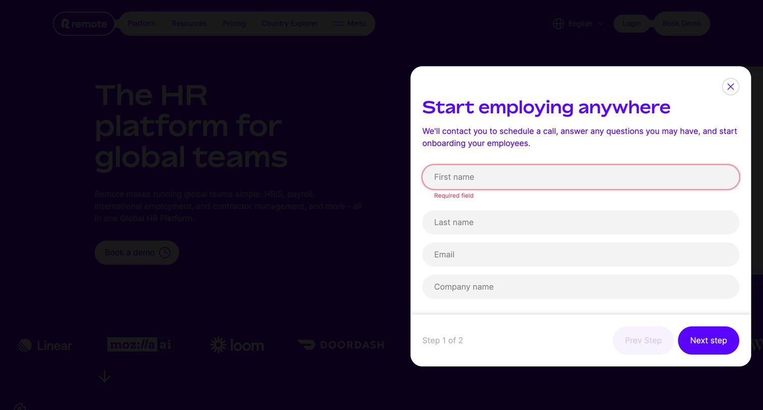 Remote - Global HR Solutions | Employment Tools for Distributed Teams Remo screen