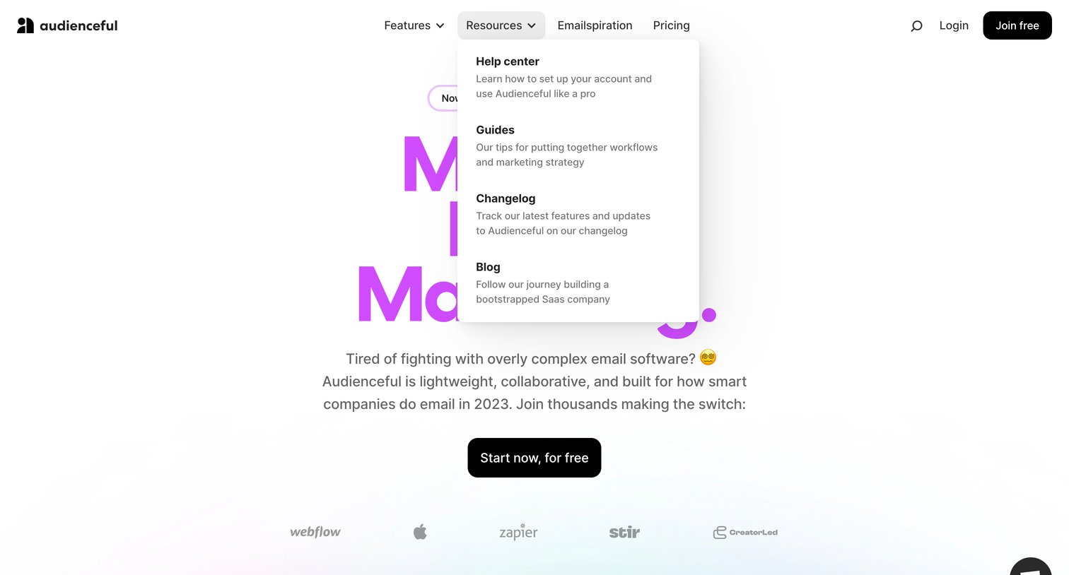 Audienceful - Audienceful Minimal Email Marketing screen