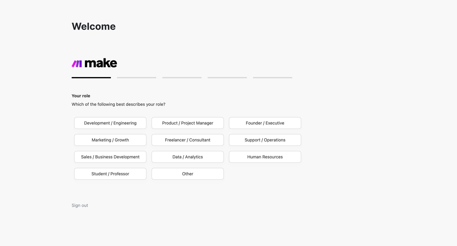Make - Welcome screen