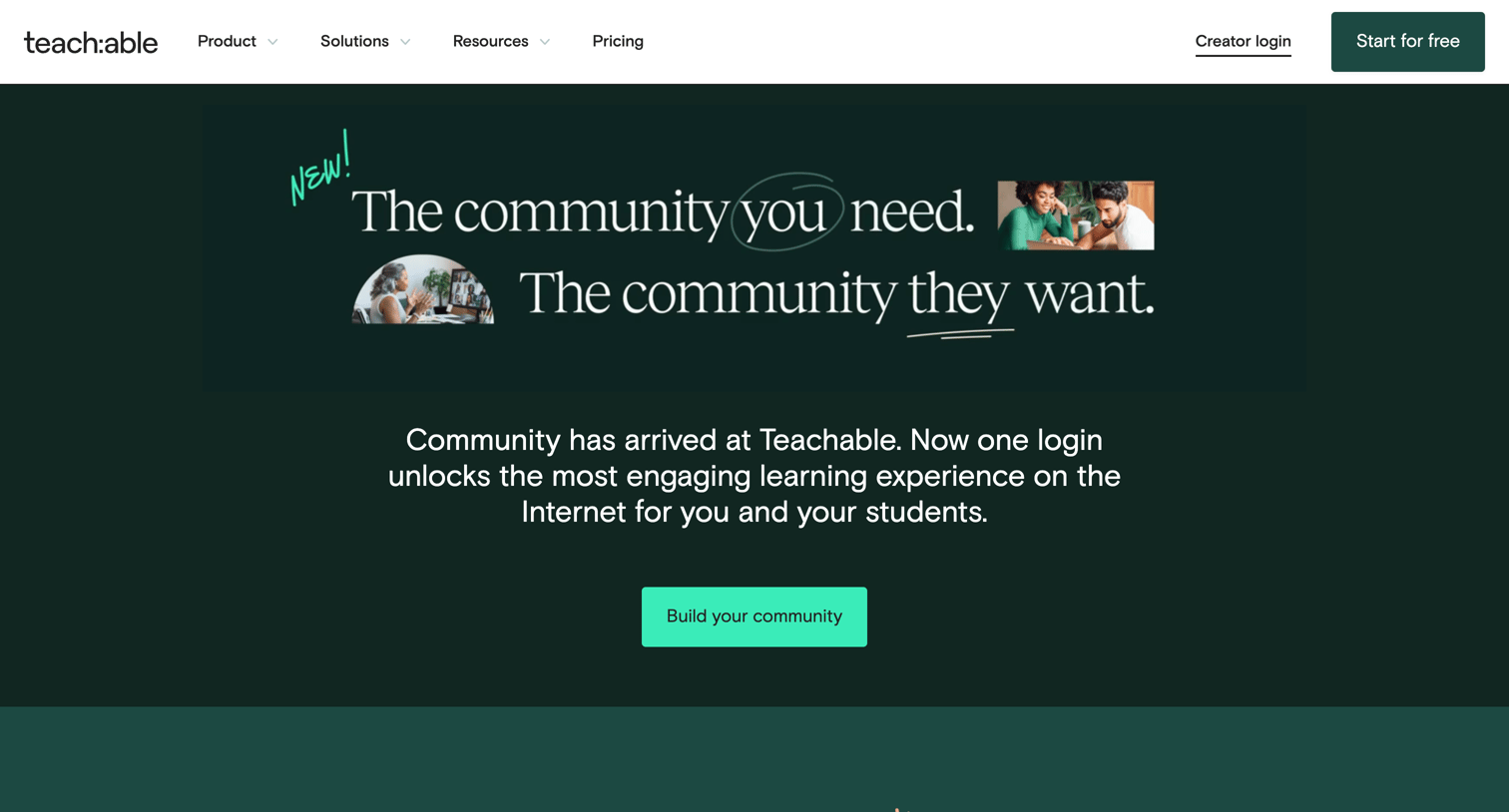 Teachable - Community - Teachable screen
