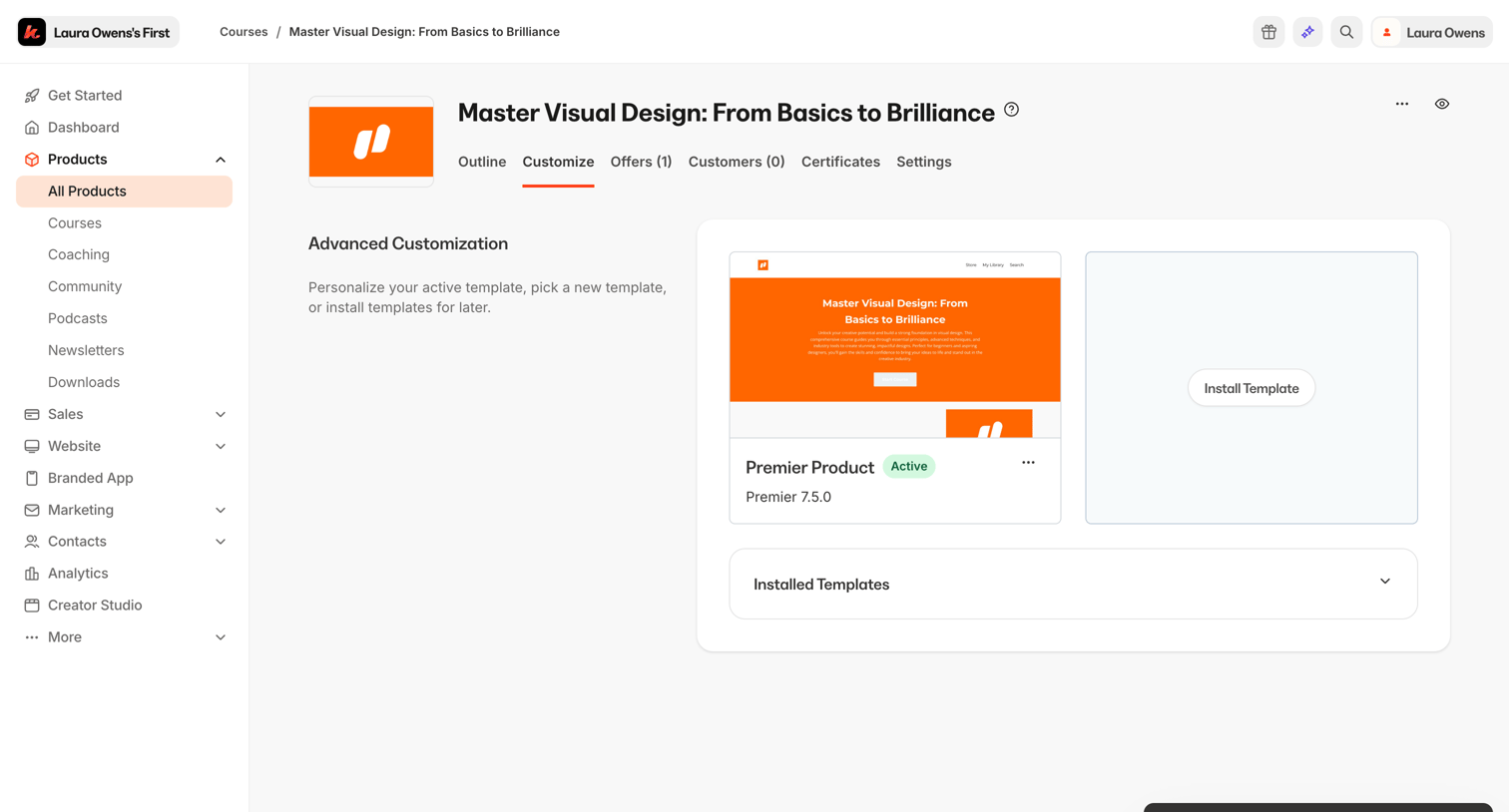 Kajabi - Kajabi - adminproducts2148861948themes screen