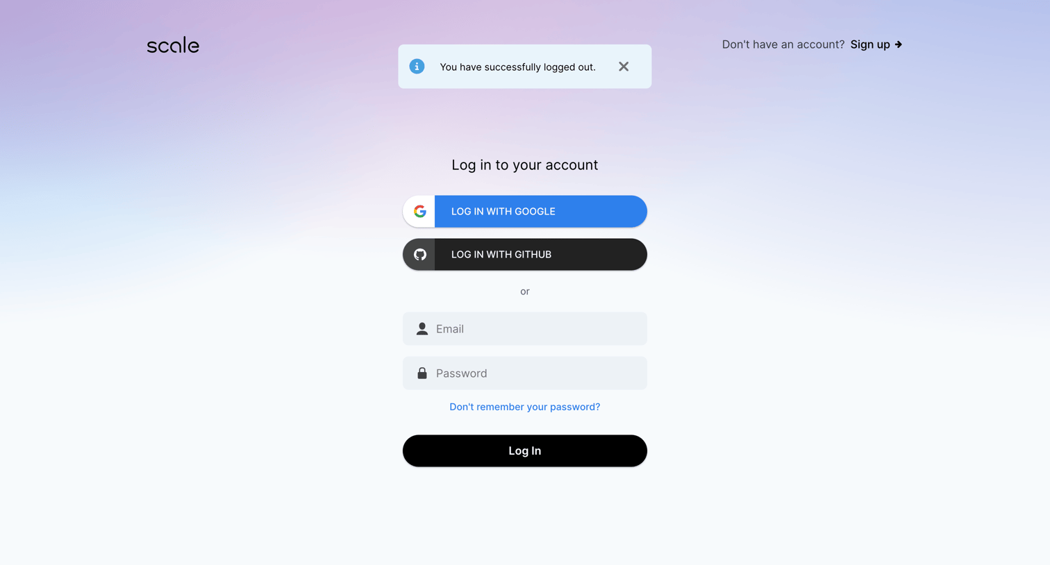 Scale - Login to your Scale Account - Scale screen