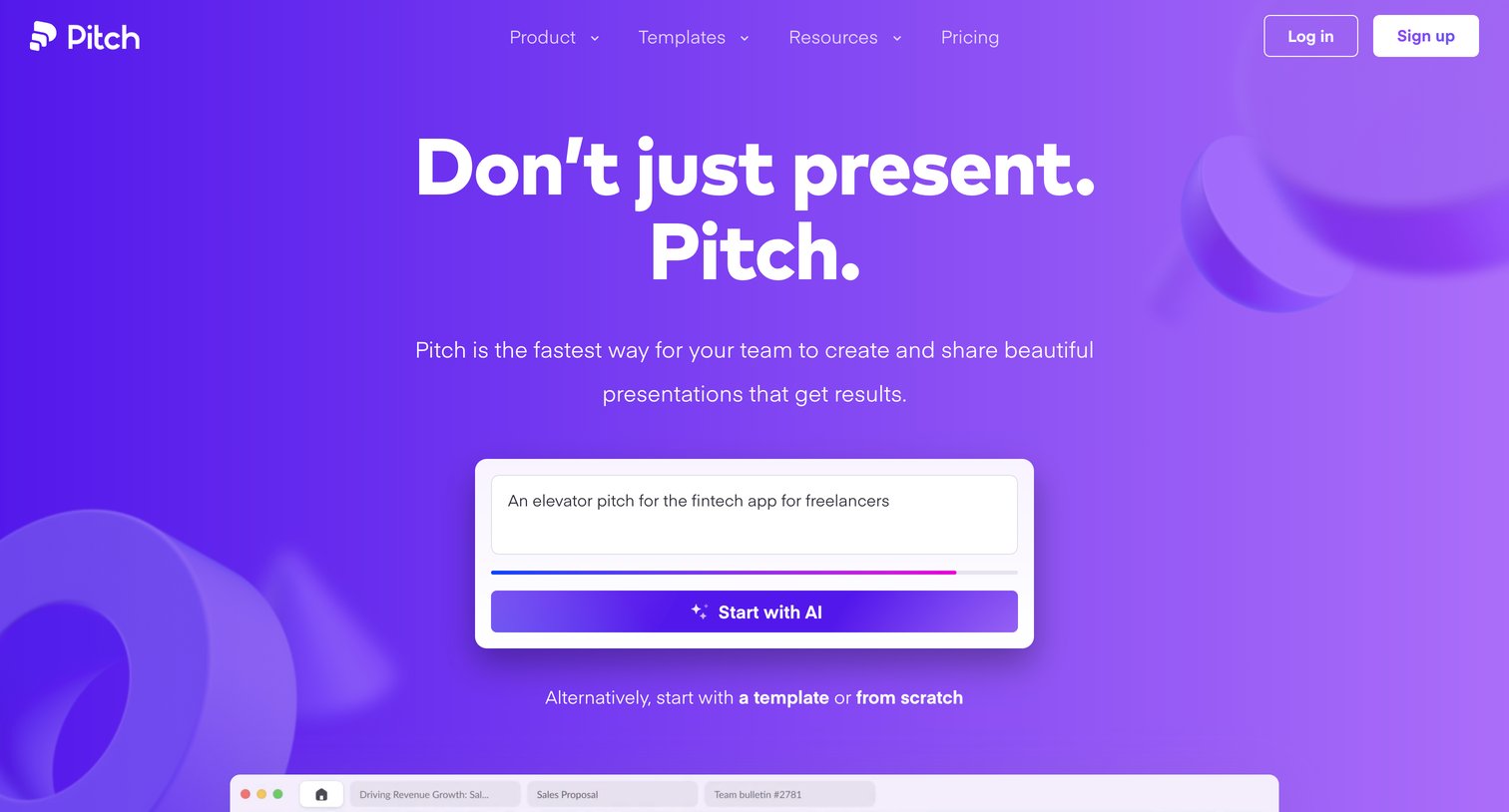 Pitch - Presentation software for fast-moving teams | Pitch screen