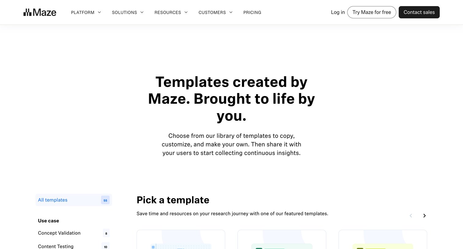 Maze - Templates  Maze screen