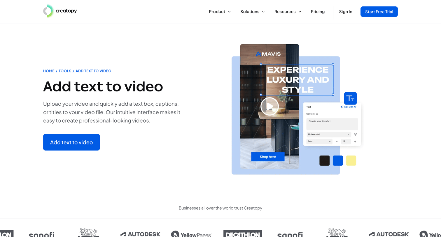 Creatopy - Add Text to Video Online- Seamless Text Overlay Tool - Creatopy screen