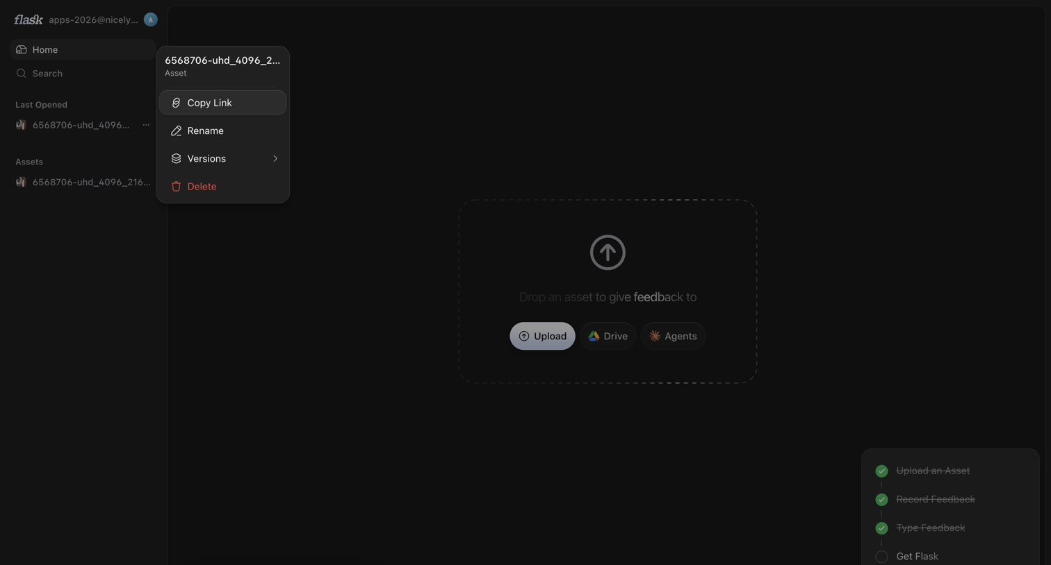 Flask screen