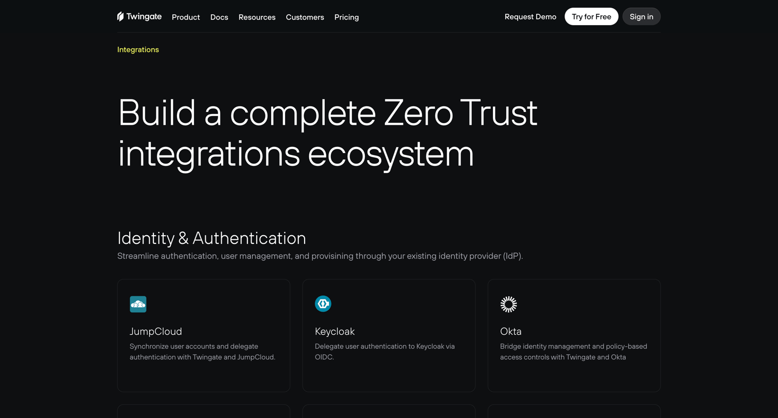 Twingate - Integrations | Twingate screen