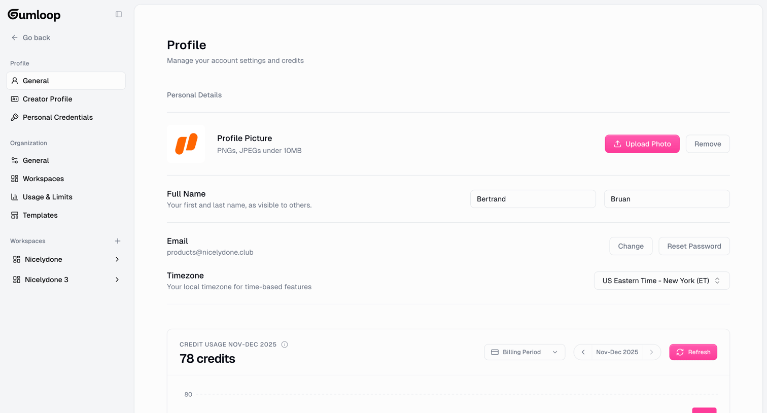 Gumloop - Gumloop | Profile screen