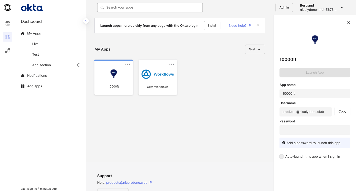 Okta - My Apps Dashboard | nicelydone-trial-5676070 screen