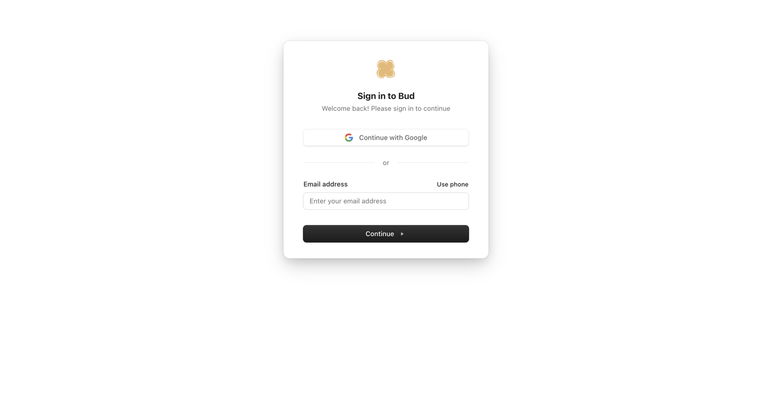 Bud - My account | Bud screen